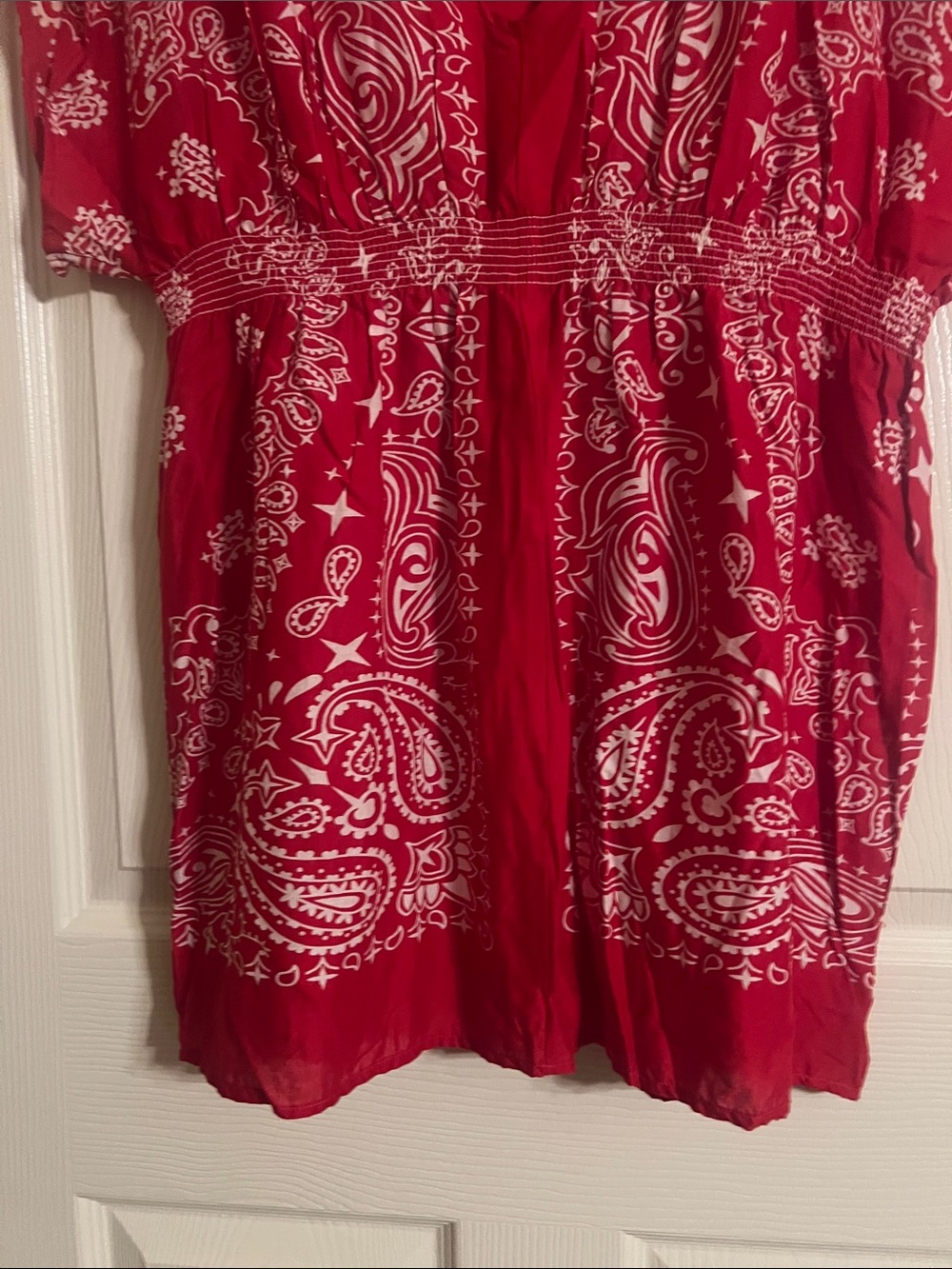 Ariya Red Bandana-Print Tunic Top - Picture 3 of 6